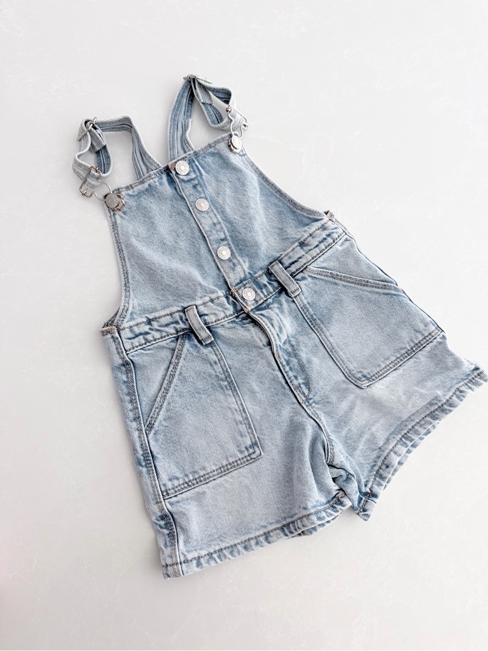 ZARA Light Wash Denim Short Overalls | 18–24M
